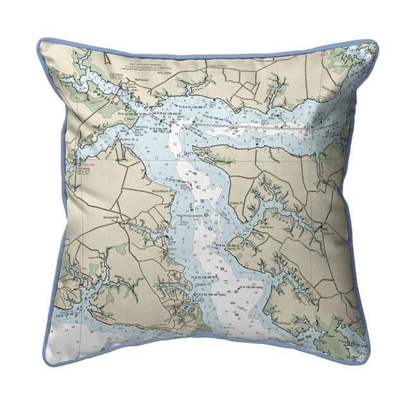 12 x 12 in. Pungo River, NC Nautical Map Small Corded Indoor & Outdoor Pillow