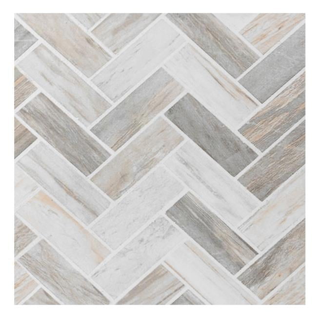 Stone Herringbone Medium Vinyl Peel and Stick Floor Tiles