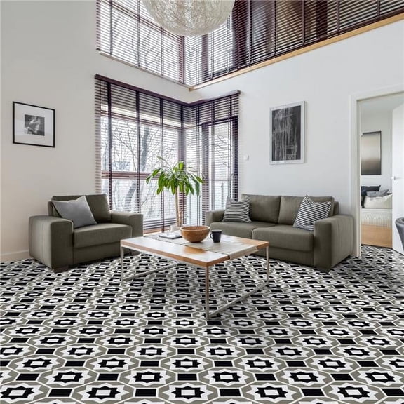 12 x 12 in. Retro Self Adhesive Vinyl Floor Tile, Onyx Star - 20 sq. ft. per Box - 20 Tiles per Box