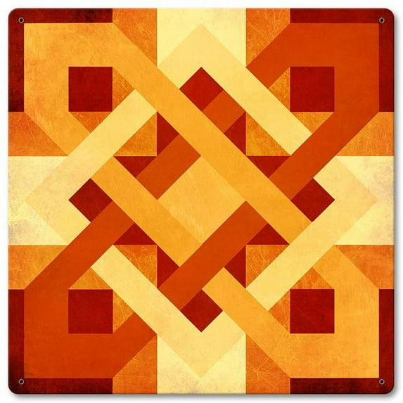12 x 12 in. Satin Barn Quilt Vintage Metal Sign, Orange & Yellow
