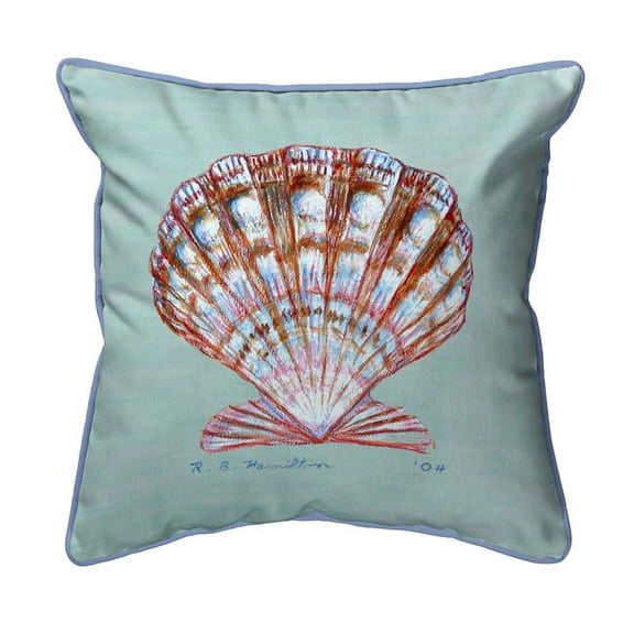 12 x 12 in. Scallop Shell Teal Small Indoor & Outdoor Pillow