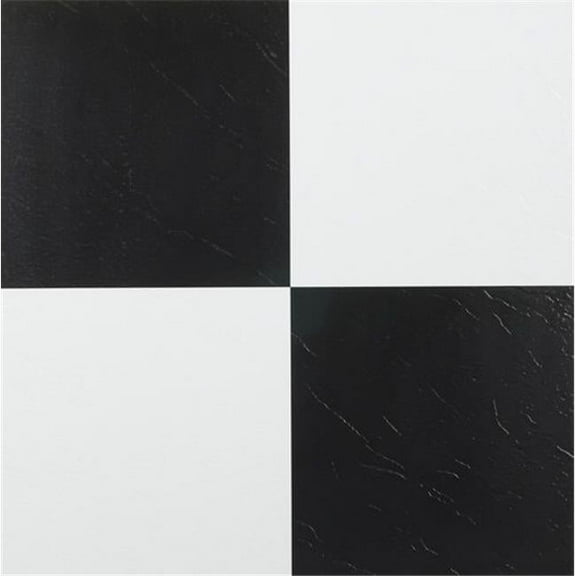 Achim Home Furnishings CHEKCERED FTVSO10345 Tivoli Self Adhesive Vinyl Tiles, 12 x 12-Inches, Black/White, 45 Pack