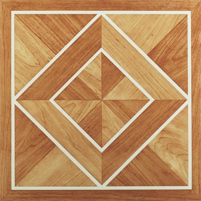 12 x 12 in. Tivoli Border Classic Inlaid Parquet Self Adhesive Vinyl Floor 45 Tile, White - 45 sq. ft.