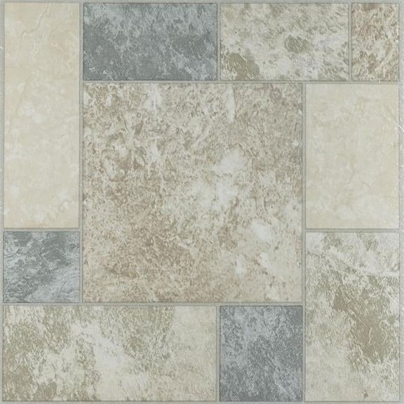 12 x 12 in. Tivoli Self Adhesive Vinyl Floor 45 Tile, Marble Blocks - 45 sq. ft.