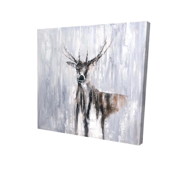 12 x 12 in. Winter Abstract Deer-Print on Canvas