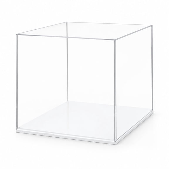 12" x 12" x 12" Clear Acrylic Display Box with White Base for Collectibles