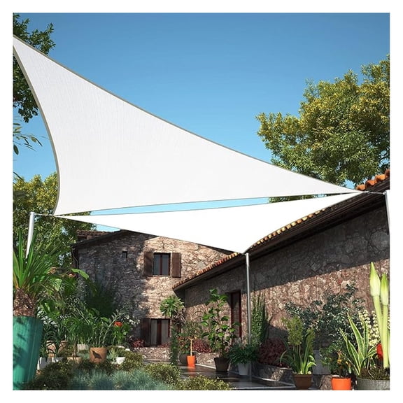12' x 12' x 12' White Triangle Sun Shade Sail UPF50 SMTAPRT14 Canopy Fabric Cloth Screen, Water Air Permeable & UV Resistant, Heavy Duty, Carport Patio Outdoor - (We Customize Size)