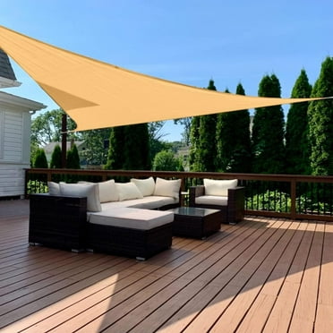 12 x 12 x 12ft Sun Shade Sail Triangle Canopy, HDPE UV Block Shade Cloth for Patio Outdoor Backyard Pergola Porch Deck Garden Carport Awning for Outdoor Backyard Pergolas Roof Shading, Sand