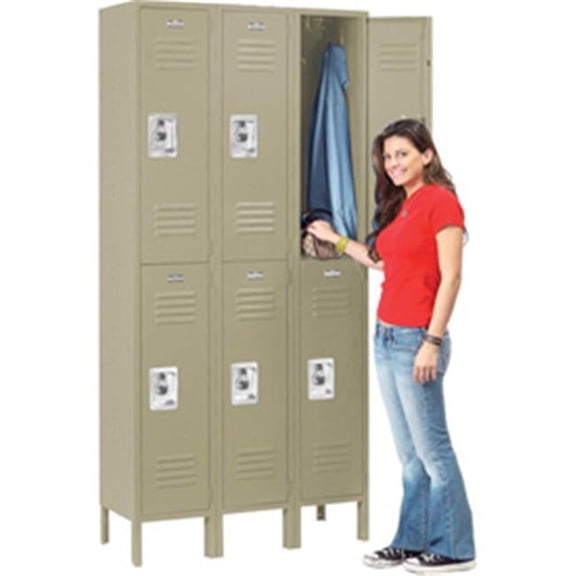 12 x 12 x 36 in. 6 Door & Double Tier Infinity Locker - Tan