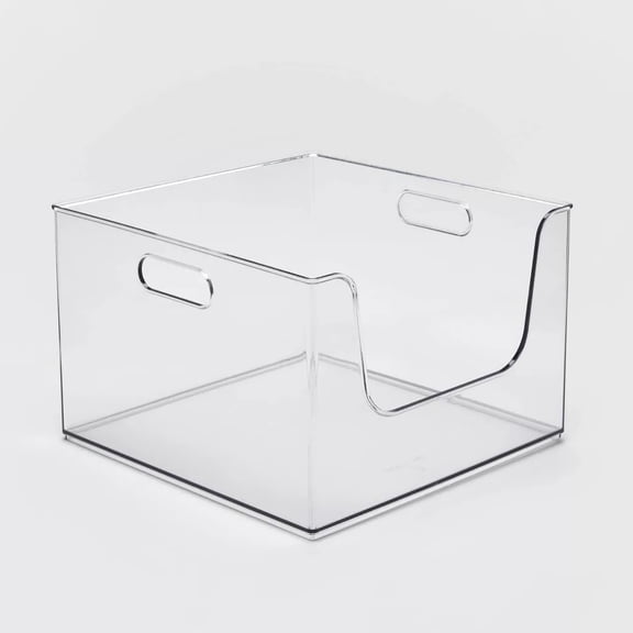 12" x 12" x 8" All Purpose Open Front Storage Bin, Plastic Multi-Purpose Cube Organizer Basket, Stackable Pantry and Closet Cabinet Container for Clothes and Toys