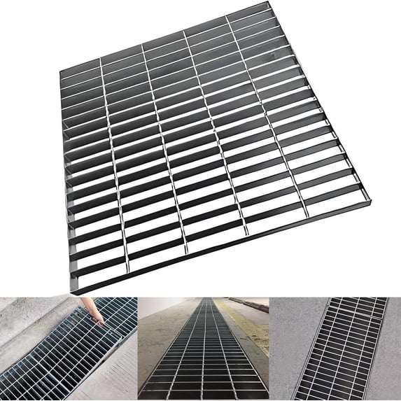 Rustind Metal 12 x 12in Galvanized Steel Drain Grate, Outdoor Drain Cover, Rust-Proof ...