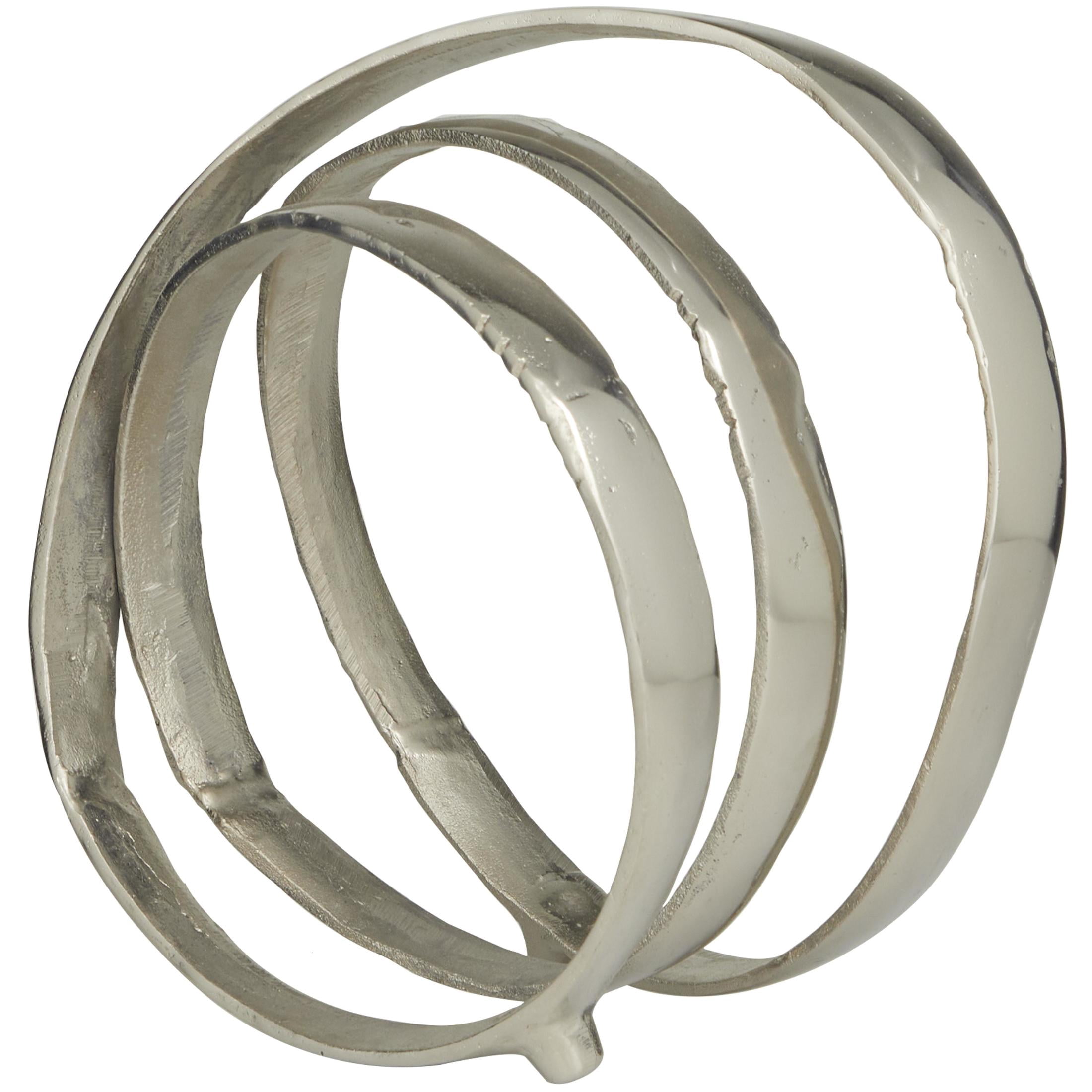 12" x 13" Silver Aluminum Metal Looped Abstract Sculpture, by DecMode