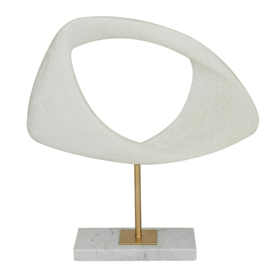 12" x 13" White Polystone Cut-Out Abstract Sculpture with Marble Stand, by DecMode