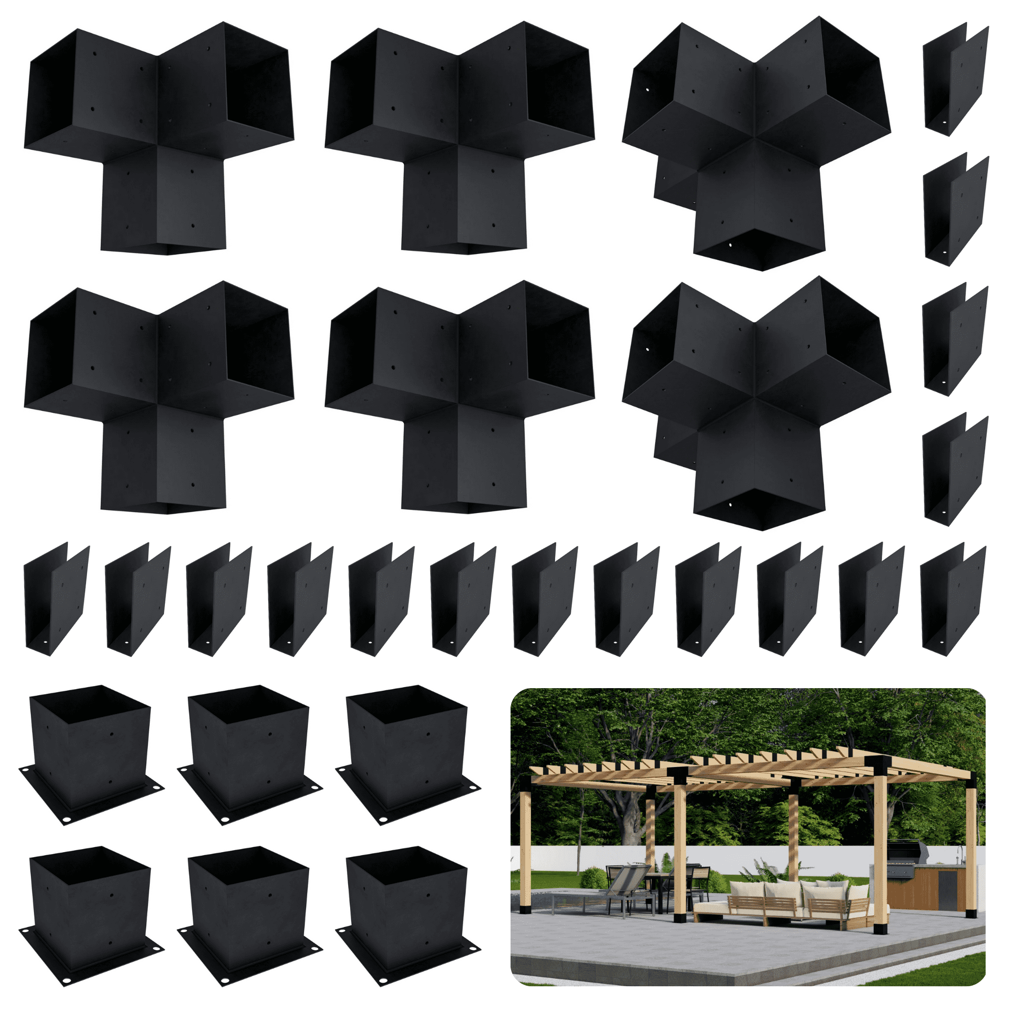 Up to 12 x 14 Pergola in Yard with Roof DIY Pergola Hardware Kit ...