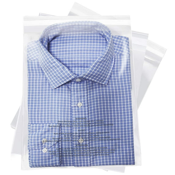 12" x 15" (1000 Count) - Clear Poly Bags with Suffocation Warning Self Seal for Packaging, Shirts, Clothing & FBA - Permanent Adhesive