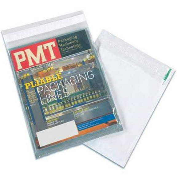 12 x 15.5 in. Clear View 2.5 Mil Polyethylene Mailers - Clear & White - 12in. W x 15 1/2in. L
