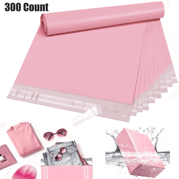 12 x 15.5 inch Large Poly Mailers 300Pcs, Pink Self Seal Shipping Bags Waterproof and Tear-Proof, Strong Thick Mailing Poly Bags for Clothing, E-commerce, Small Business