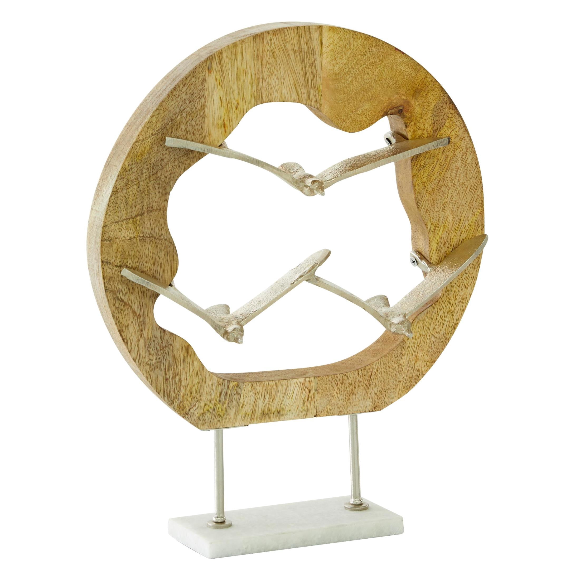 12" x 15" Brown Aluminum Metal Bird Sculpture, by DecMode