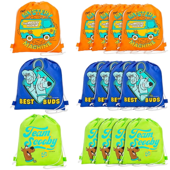 12" x 15" Medium Scooby-Doo! Multicolor Drawstring Backpacks 12 pieces