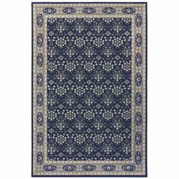 12 x 15 ft. Navy & Gray Floral Ditsy Area Rug