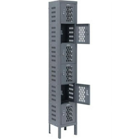 12 x 15 x 12 in. Infinity Heavy Duty Ventilated Steel Locker with Six Tier & 1-Wide Assembled - Gray
