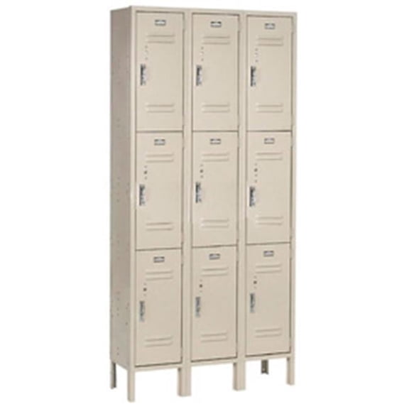 12 x 15 x 24 3 Tier Paramount Locker with 9 Door Assembled - Tan