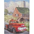 thumbnail image 1 of 12'''' x 16'''' Autumn Barn Canvas Prints Wall Art, Sunset Pickup Truck Painting, Spring Farmhouse Picture for Home Cabin Decor Thanksgiving Day, 1 of 6