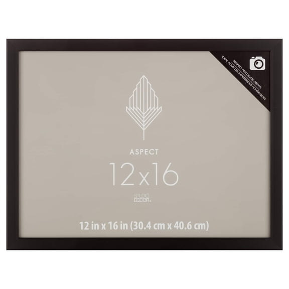 Studio Decor 12" x 16" Black Aspect Narrow Frame - Includes Pre-attached Hanging Hardware, Horizontal or Vertical Display - 1 Pack