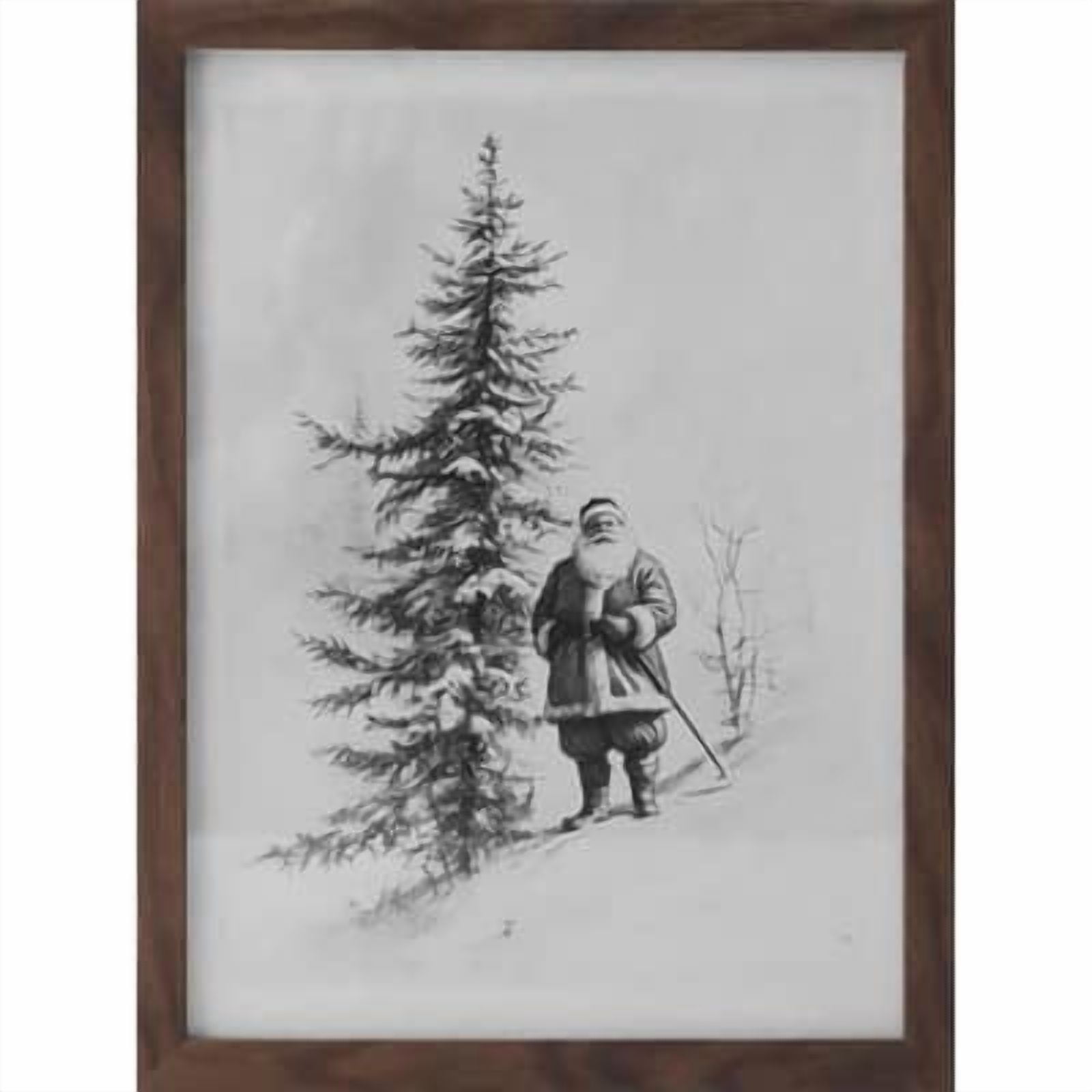12" x 16" Black & White Santa Sketch with Tree Wall Dcor by Ashland - Holiday and Christmas Home Decor