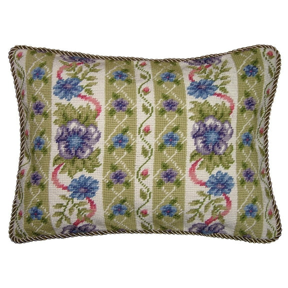 Floral Lattice Needlepoint Pillow