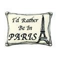 thumbnail image 1 of French Eiffel Tower "I'd Rather Be In Paris" Needlepoint Accent Pillow, 12" x 16", 1 of 4