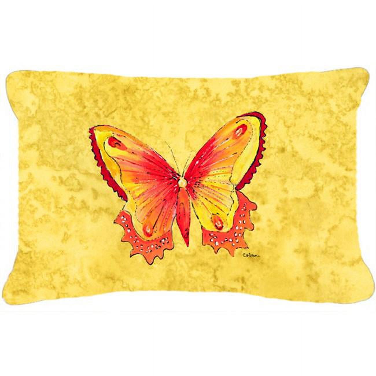 12 x 16 In. Butterfly on Yellow Indoor & Outdoor Fabric Decorative Pillow