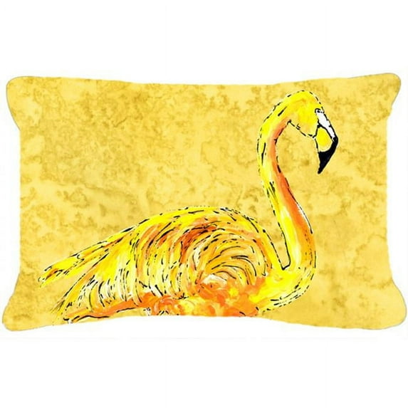 12 x 16 In. Flamingo on Yellow Indoor & Outdoor Fabric Decorative Pillow