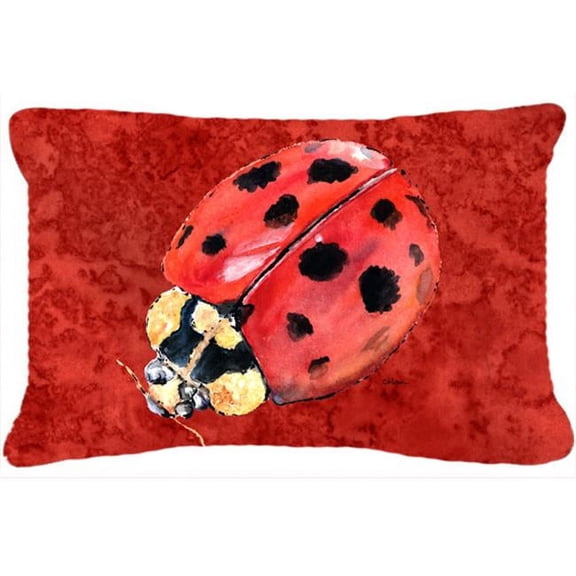 12 x 16 In. Lady Bug on Deep Red Indoor & Outdoor Fabric Decorative Pillow