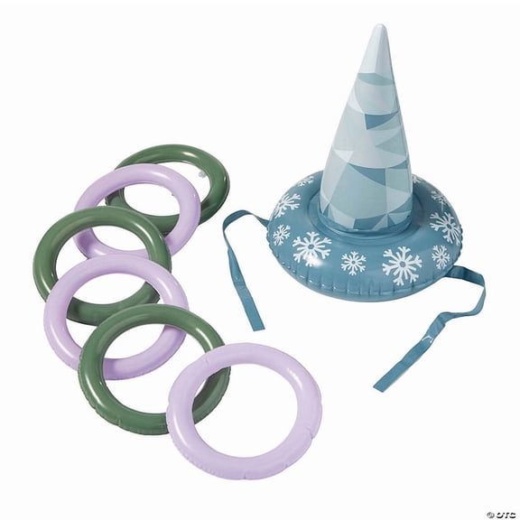 12" x 16" Inflatable Arctic Snowflakes Hat Vinyl Ring Toss Game 7 Pieces