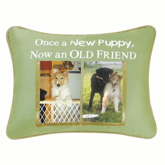 New Puppy Quilted Pillow, 12" x 16"