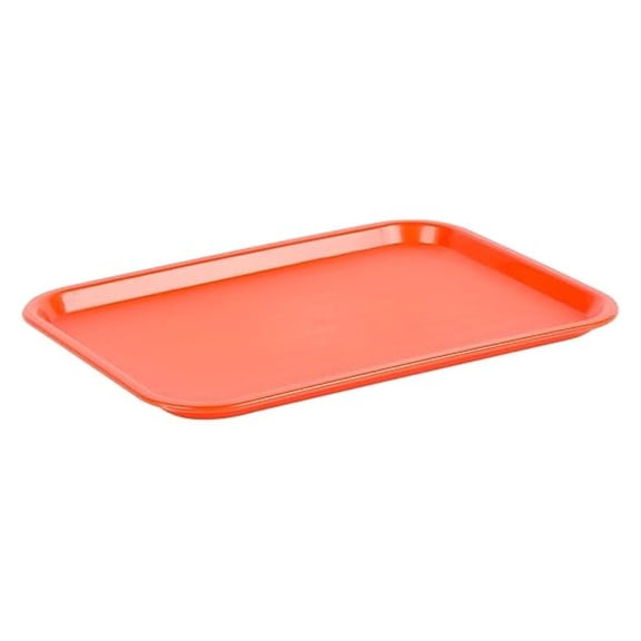 12" x 16" Orange Food Trays | 12-Pack | Sturdy, Lightweight No Slip Plastic Food Trays for Home, Cafeteria, Restaurants, Delis, and Bakeries