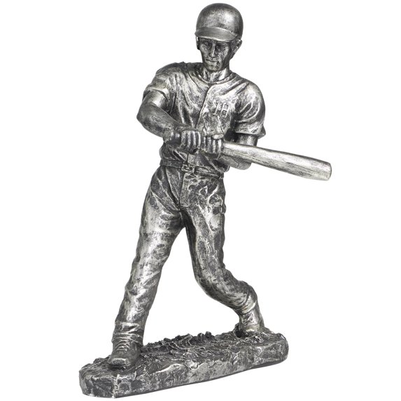 12" x 16" Silver Polystone Baseball Player Sculpture, by DecMode