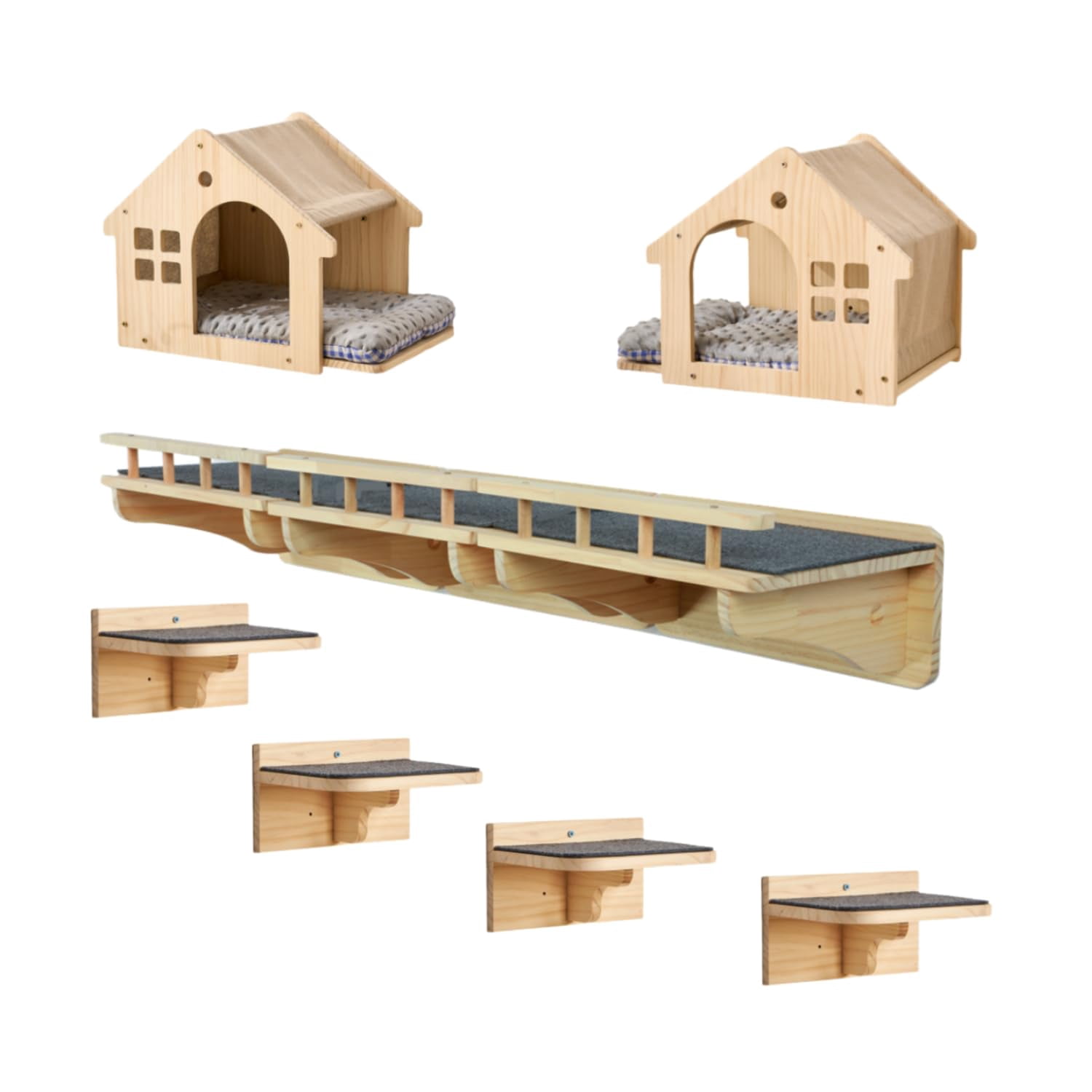 12" x 16" Wood Wall Mounted Cat Furniture Set