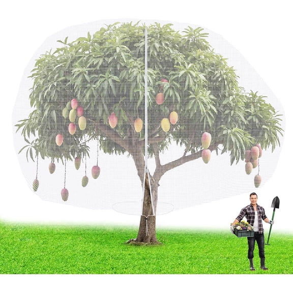 12 x 16 ft Large Fruit Tree Netting for Protecting Fruit from Squirrels Birds Bug Deer & Rat Garden Mesh Netting with Zipper and Drawstring Tree Covers for Blueberry Peach Apple Garden Bushes