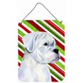 thumbnail image 1 of 12 x 16 in. Boxer Candy Cane Holiday Christmas Aluminium Metal Wall Or Door Hanging Prints, 1 of 1