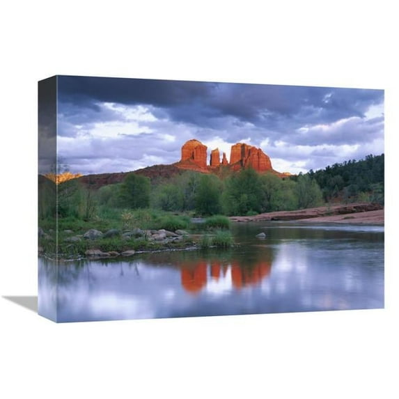 12 x 16 in. Cathedral Rock Reflected in Oak Creek at Red Rock Crossing, Red Rock State Park Near Sedona, Arizona Art Print - Tim Fitzharris