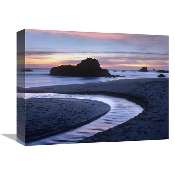 12 x 16 in. Creek Flowing Into Ocean at Harris Beach State Park, Oregon Art Print - Tim Fitzharris
