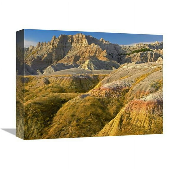 12 x 16 in. Eroded Buttes Showing Layers of Sedimentary Rock, Badlands National Park, South Dakota Art Print - Tim Fitzharris