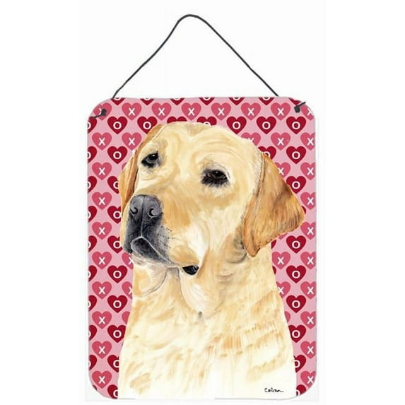 12 x 16 in. Labrador Yellow Hearts Love And Valentines Day Aluminum Metal Wall & Door Hanging Prints