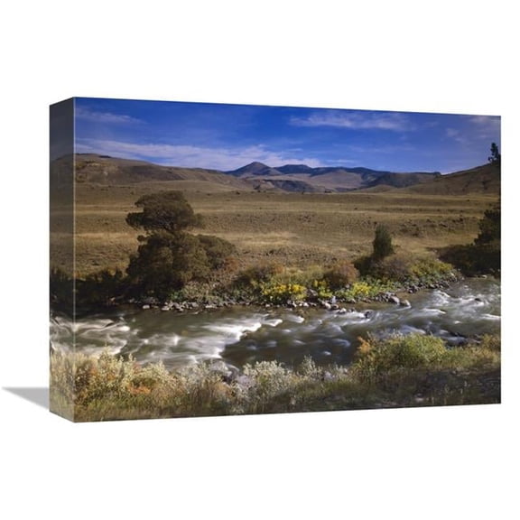 12 x 16 in. River Flowing Though Meadow, Yellowstone National Park, Wyoming Art Print - Tim Fitzharris