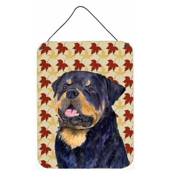 12 x 16 in. Rottweiler Fall Leaves Portrait Aluminum Metal Wall & Door Hanging Prints