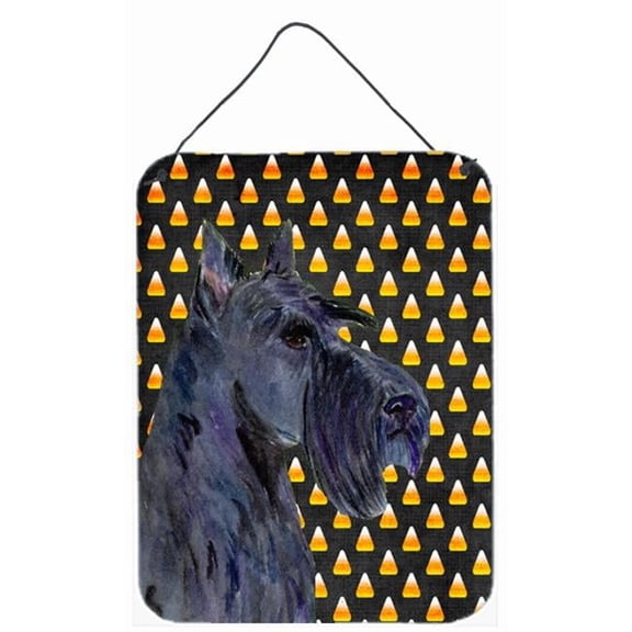 12 x 16 in. Scottish Terrier Candy Corn Halloween Portrait Aluminum Metal Wall & Door Hanging Prints