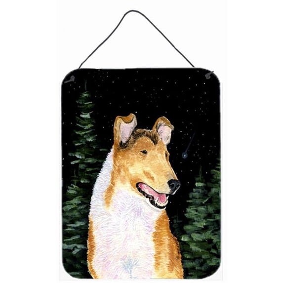 12 x 16 in. Starry Night Collie Smooth Aluminium Metal Wall Or Door Hanging Prints
