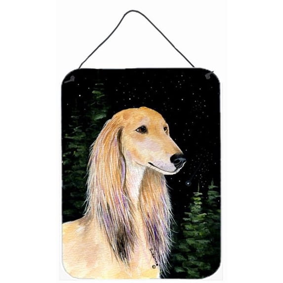 12 x 16 in. Starry Night Saluki Aluminium Metal Wall Or Door Hanging Prints